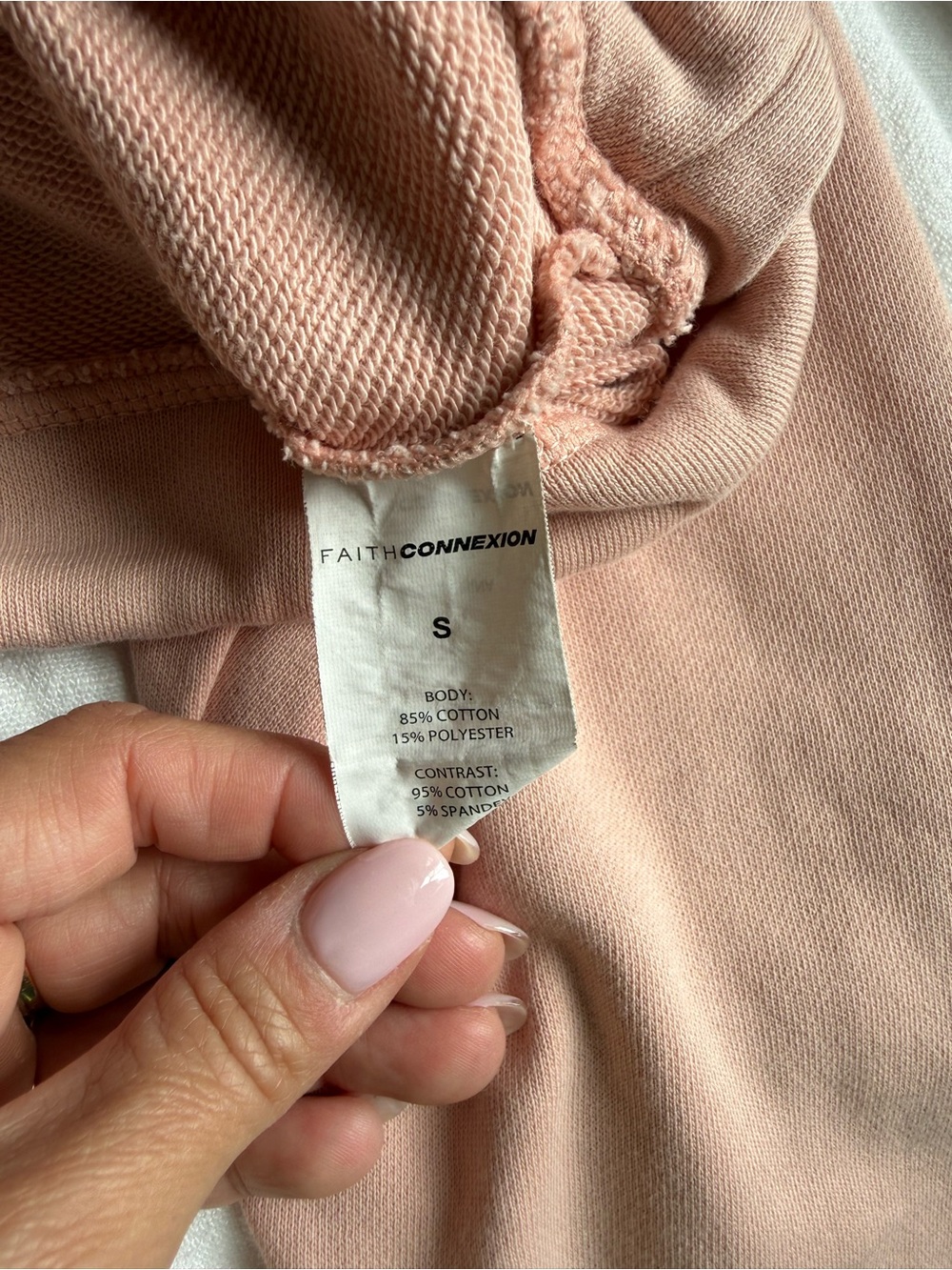 Faith Connexion Blush Cropped Drawstring Hoodie - Picture 5 of 5